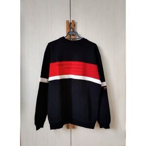 VTG 90s carlo Colucci Navy Blue Red Jumper Sweater Crewneck XXL